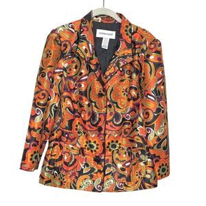 Victor Costa Vintage Blazer Jacket Size 14 Artsy Multicolor Paisley Beaded